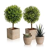 YVONNEYI 4 Stück Kunstpflanze 25.5/14.6 cm, Künstliche Pflanzen wie echt für Deko Wohnzimmer, Klein Sukkulenten Künstliche für Office Schlafzimmer Badezimmer Küchen Zuhause Innen Deko