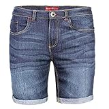 BlauerHafen Herren Designer Jeans Shorts Stretch Kurze Hose Super Flex Slim Fit Sommer Denim Half Pants Casual Bermuda (W38 (Taille: 99-101cm), Dunkelblau)