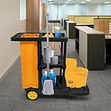mosegor Putzwagen Reinigungswagen Profi, Reinigungswagen mit 65L Tasche,4 Rollen Einigungswagen für Gewerbe Hotelservice, Gastronomie, Großküche, 113 x 56 x 93 cm