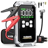 YUSMAN Starthilfe Powerbank mit 150PSI Kompressor, 6000A 12V Car Starthilfe Powerbank für alle Autos oder 10.0L Diesel,21800mAh 4-in-1 Tragbare Starter Powerbank mit 2 LED-Licht, LCD Display