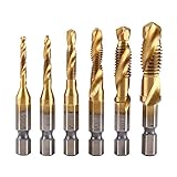 VBESTLIFE 6 stücke Maschinengewindebohrer Set Titan Spiralnut Bohrer Gewindebohrer Metrisch M3 M4 M5 M6 M8 M10 Gewindeschneidwerkzeug