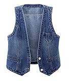 CYSTYLE Damen Jeansweste übergröße Denim Jacke Ärmellos Beiläufige Jeansweste Denim Weste Vest Frühling Cardigan Top Outwear