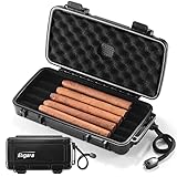Reise-Zigarren-Humidor Koffer mit Befeuchter-Scheibe - Wasserdicht, Luftdicht, Langlebig und Bruchsicher - Platz für bis zu 5 Zigarren, Tragbare Zigarrenbox, Geschenk für Männer