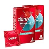 Durex Gefühlsecht Slim Fit Kondome – Hauchzarte Kondome mit schmaler Passform für intensives Empfinden – 2er Pack (2 x 8 Stück)