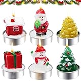 6 Stück Weihnachtskerzen, Mini Weihnachtskerzen Teelichter, Weihnachten Teelicht Kerzen, Mini Teelichter Kerzen, Weihnachtsmann, Schneemann, Tannenzapfen Kerzens für Weihnachtstisch Adventskranz