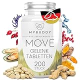 MYBUDDY Move Gelenktabletten Hund mit Grünlippmuschel MSM Teufelskralle Hyaluron Hefe Glucosamin Curcuma Ingwer für alle Rassen Nahrungsergänzungsmittel für Hunde Made in Germany