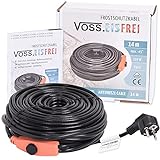 14m Frostschutz Heizkabel mit Knopf-Thermostat VOSS.eisfrei, 230V, Heizleitung Zum Schutz von Wasserleitungen und Weidetränken