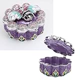 Hapivida Emaille-Schmuckkästchen mit Scharnier, handbemalt, Emaille-Schmuckkästchen, Blumenformen mit Bienenstatuen, Strass-Dekor, Ring- und Ohrringehalter, geschenke für Frau, Mädchen, (Lila)