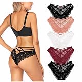 Getervb 5Er Pack String Tanga Damen Sexy Dessous Niedrige Taille Unterhosen Damen Tanga Spitze Slips Verführerisches Unterwäsche Frauen Bikini Panty