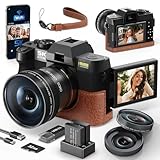 Monitech 48MP Digitalkamera 5K Videokamera Reversible Display Point and Shoot Kameras für Fotografie 16X Digitalzoom Digitalkameras für Fotografie Vlogging Kamera für YouTube mit 32GB Karte