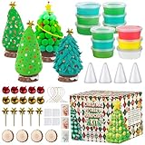 DOWNDRIFT 46 Artikel Weihnachtsbäume knete set，Schleim selber machen set mit deko, Modelliermasse lufttrocknend fluffy，Bastelsets für Kinder geeignet als Weihnachts Geburtstagsgeschenke