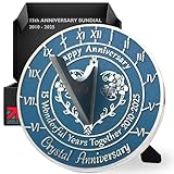 Sonnenuhr zum 15. Hochzeitstag, Geschenk zum 15. Hochzeitstag im Jahr 2025, aus recyceltem Metall, Heimdekoration oder Garten, handgefertigt in Großbritannien für Ihn, ihre Eltern oder Paare,
