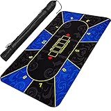 GAMES PLANET XXL Pokermatte, bis zu 10 Spieler, Maße 200x90cm, blau-schwarz, inkl. Tragetasche, Unterseite Naturkautschuk, wasserabweisend