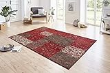 Hanse Home Teppich Kirie – Patchwork Teppich Kurzflor Modern Vintage Design Teppiche für Esszimmer, Wohnzimmer, Kinderzimmer, Flur, Schlafzimmer, Küche – Rot Braun 160x230cm