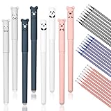 Ailvor Radierbarer Kugelschreiber, 8 Stück Tintenroller Radierbar mit 24 Nachfüllungen, Cartoon Löschbarer Stift, 0.35mm Erasable Pen Set für Studenten Geschenk, Schul Bürobedarf