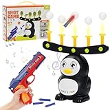 Hover Spielzeug Pistole für Nerf Gun Zielscheibe, Schießspiel mit 2 Möglichkeiten zu Spielen Musikfunktion 6 Weiche Schaumstoffdarts und 10 Schaumbälle, Geschenk für Kinder ab 3 Jahren