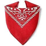 Karl Loven Bandana Rot 100% Baumwolle Premium-Qualität für Damen Herren Halstuch Kopftuch original Paisley Muster Headwear Haar Schal Ansatz Handgelenk Kopf Biker
