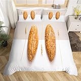 Bettwäsche 220x240 Brot Kuschelig Weiche Mikrofaser Bettwäsche-Sets Toast Bettbezug 220x240 3D Effekt Bettbezüge mit Reißverschluss und 2 Kissenbezüge 80x80 cm D-609