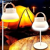 LED Campinglampe Tischlampe, 1000 Lumen, 3 Farben, 4000mAh, Stufenlose Dimmbar, abnehmbaren, Höhenverstellbar, IPX5 Wasserdichte Camping Laterne USB Wiederaufladbare für Camping, Dekoration