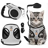 Katzengeschirr mit Leine Ausbruchsicher, Katzen Geschirr Set Katzengeschirr Ausbruchsicher für Katze Hunde mit 5 m/16,4 Fuß Katzenleine Verstellbar Katzenweste, S