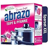 abrazo Topf & Pfanne - 12 Reinigungskissen für Töpfe, Grill & Backofen, Spülschwamm mit veganer Pflanzenseife, Küchenschwamm, Reinigungsschwamm