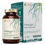 Nature Basics® Veganes Omega 3 aus Algenöl | 60 hochdosierte Kapseln für 2 Monate | Eine Kapsel täglich zur Unterstützung der normalen Hirn, Augen & Herzfunktion | laborgeprüft auf Reinheit