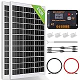 ECO-WORTHY 240 Watt Solarpanel kit Off-Grid System: 2 Stück 120W monokristalline Solarmodule mit 30A LCD Laderegler + Solarkabel + Montageklammern für Wohnmobil, Camping