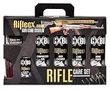 RifleCX - Waffenreinigungsset - Komplettes Set zur Gewehrpflege - mit Reiniger, Öl, Schmiermittel, inkl. Schutzbrille und Handschuhe - für Schießsport
