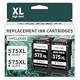 INKCLOUD 575XL Schwarz Druckerpatronen Ersatz für Canon PG-575XL 575 XL Patronen Hochleistungs-Tinte Kompatibel mit Pixma TS3550i, TS3551i, TR4750i, TR4751i (2Schwarz)