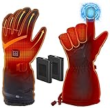 Verbesserte Beheizbare Handschuhe Herren Damen,7.4V/2×5000mAh Beheizte Handschuhe mit Wiederaufladbare Akkus,4 Einstellbarer Temperatur,wasserdichte,für Winter Outdoor Motorrad, Radfahren, Skifahren