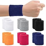 12 Stück Schweißband Handgelenk, Absorbierende Schweißbänder für Männer Und Frauen, Bunte Schweißband Handgelenk für Tennis, Basketball, Fußball, Football (Style A)
