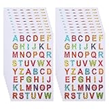 Bewudy 20 Blätter Buchstaben Aufkleber, Glitzer Klebebuchstaben Buchstaben Sticker Bunte Buchstabenaufkleber Selbstklebende Letter Sticker für DIY Scrapbooking Dekorationskunst