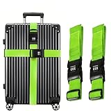 2 Stück Koffergurt Mit Zahlenschloss, 5 * 200cm Verstellbar Koffergurt, Kofferband Gurt Mit Zahlenschloss, Koffergürtel für Koffer Gepäck Reisetasche