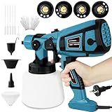 Farbsprühsystem Elektrisches,1400ML HVLP Lackierpistolemit 4 Vollmessingdüsen und 3 Sprühmuster,Verstellbarem Farbfluss Farbsprühsystem für Latexfarben, Lacke & Lasuren,Wand und Holz, Metalle