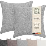Selfitex 2er Set 40x40 cm, Sofakissen mit Füllung und Bezug, Dekokissen, Kopfkissen mit weicher Kissenfüllung, stilvolle Kissen Deko, robuster Polsterstoff, hochwertiges Couch Kissen (Grau)