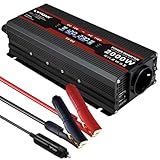 LVYUAN Wechselrichter 1000W Dauerleistung 2000W Spitzenleistung DC 12V auf AC 230V Spannungswandler 1 AC Buchse 2 USB-Anschluss Stromwandler Inverter