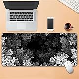 Surwin Gaming Mauspad Groß Multifunktionales Office Mousepad, Laptop Schreibunterlage, Mauspads mit Blätter Bäume Motiv, für Computerbüro, kabellose Maus (Grau,600x300mm)