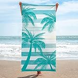 Tizhweqo Mikrofaser Handtuch Palme Groß 100x200 cm, 3D Strandtuch Tropische Pflanzen Badetuch Schnelltrocknend Handtücher Strandhandtuch für Kinder und Herren und Damen SH488