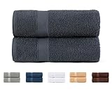 Todocama 2 Duschtücher, 100% Baumwolle, 550 g/m², extra weich, sehr saugfähig und schnell trocknend, Maße 70 x 140 cm, Dunkelgrau