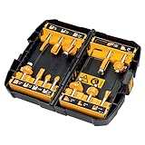 DEWALT 12-tlg. Hartmetall Fräser-Set (mit Anti Kickback Design, Premium Stahlkörper, HM Schneidplatten und austauschbarem Kugellager, inkl. Box) DT90016
