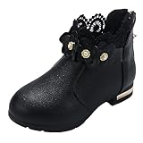 Winterstiefel 38 Kleine/große Kinderschuhe, modische Stiefel, Plüsch, niedrige Röhre, 3D-Blumen-Druck, Lederstiefel Schneestiefel Kinder 37 Wasserdicht (Black, 28 Little Child)