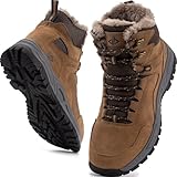 JACKSHIBO Winterschuhe Herren Winterstiefel Damen Warme Gefüttert Stiefel Herren Damen Trekking Wanderschuhe Wasserdicht Rutschfest Schneestiefel Outdoor Winterboots Braun 43EU