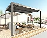 Pergola HWC-L46, Gartenpavillon Lamellen-Pavillon, 10cm-Aluminium-Gestell, Regenrinne sturmfest, 3x3m - anthrazit