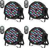 LED Par Strahler 36 LED Bühnenlichter 9 Modi RGB Partylicht mit Fernbedienung und DMX512 Steuerung Scheinwerfer Beleuchtung für Geburtstagsfeiern, Hochzeiten, Weihnachten(4er Pack)