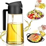 chimoo ölsprüHer für Speiseöl,2 In 1 öl Sprühflasche 470ml ölsprüher für Heißluftfritteuse Glas Oil Sprayer KöNnen ölspray und Gießen Zum Kochen,Grillen,Küche, Heißluftfritteuse,Backen,Salat