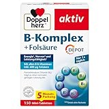 Doppelherz B-Komplex DEPOT mit Folsäure - B-Vitamine als Beitrag für die normale Funktion des Nervensystems und den normalen Energiestoffwechsel - 150 Mini-Tabletten