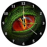 EZIOLY Wanduhr mit roten Schlangenaugen, 25,4 cm, leise, nicht tickend, Quarz, batteriebetrieben, runde Wanduhren für Zuhause/Büro/Schuluhr