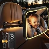 Spiegel Auto Baby Rückbank - 360° Autospiegel Sicherheit Autositz Spiegel Babyspiegel Rückansicht Monitor Autospiegel Baby Rücksitz mit Haken Clip & Beleuchtung für allerlei Kopfstützen (A)