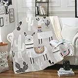MOXINO 3D Alpaka Sherpa Decke 150x200 cm Süßes Alpaka Kuscheldecke Flauschig Microfiber Fleecedecke Weich und Warme Wohndecke Throw Blanket Sofadecke Couchdecke Tagesdecke（Muster 53-19）