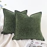 OYIMUA Deko Kissenbezug 40x40 Grün 2er Set Textur Chenille Kissenbezüge Weich Sofakissen Quadratisch Dekokissen Moderne Kuschelkissen Aesthetic Pillow Cover